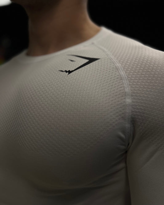GYMSHARK WHITE COMPRESSION LONG SLEEVE
