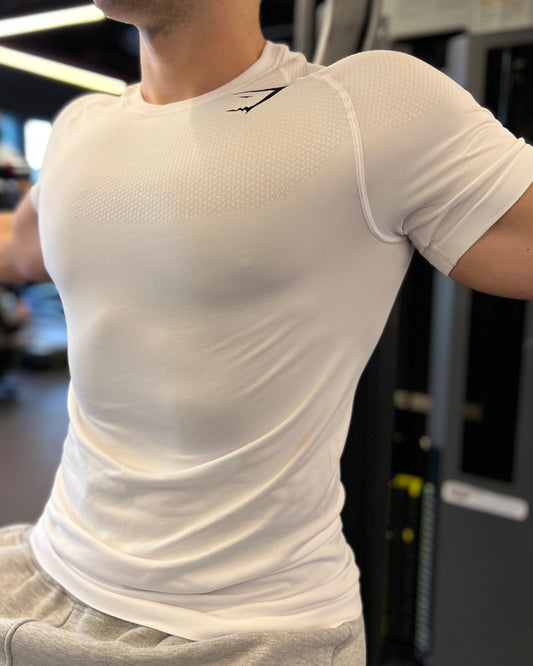 GYMSHARK WHITE COMPRESSION